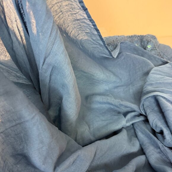 Boho Chic Broomstick Maxi Skirt By Elementz Size S Blue White Ombre Eyelet Sequi - Picture 13 of 16